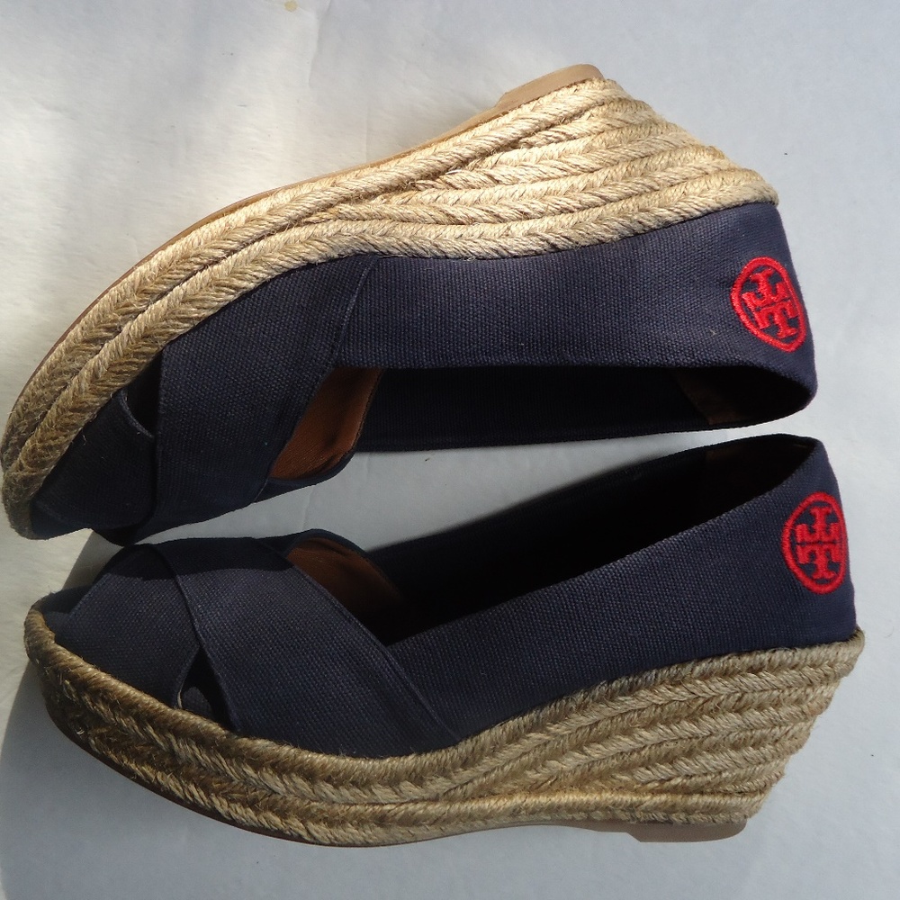 Tory Burch Navy and Red Espadrilles